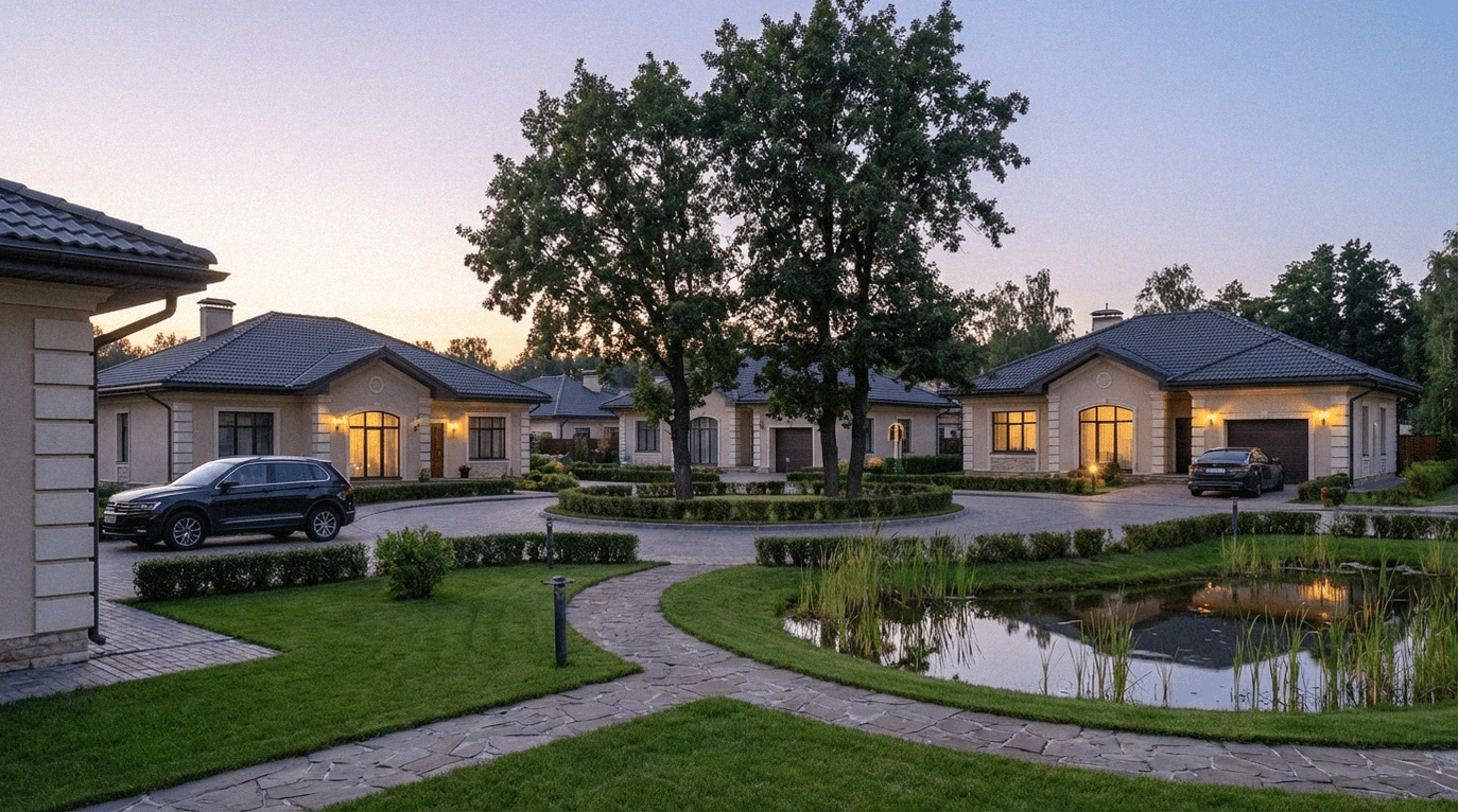 Фотография красивого готового дома для иллюстрации статьи о выгоде покупки перед строительством