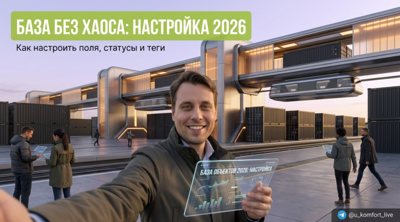 Организация базы данных объектов недвижимости, настройка полей, статусов и тегов в CRM системе