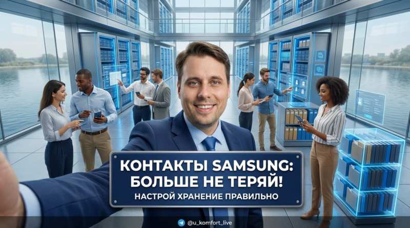 Меню настроек контактов на телефоне Samsung для выбора места сохранения
